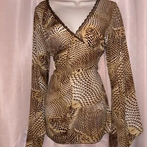 Vintage exclusive Y2K “Just The Girls” Animal Print Wrap Top